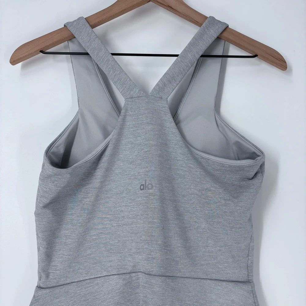 ALO Yoga Gray Sleeveless V‑Neck Mini Dress